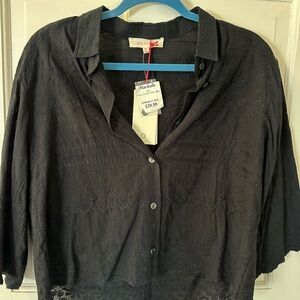 Solitaire Black Button Down Women's Shirt
